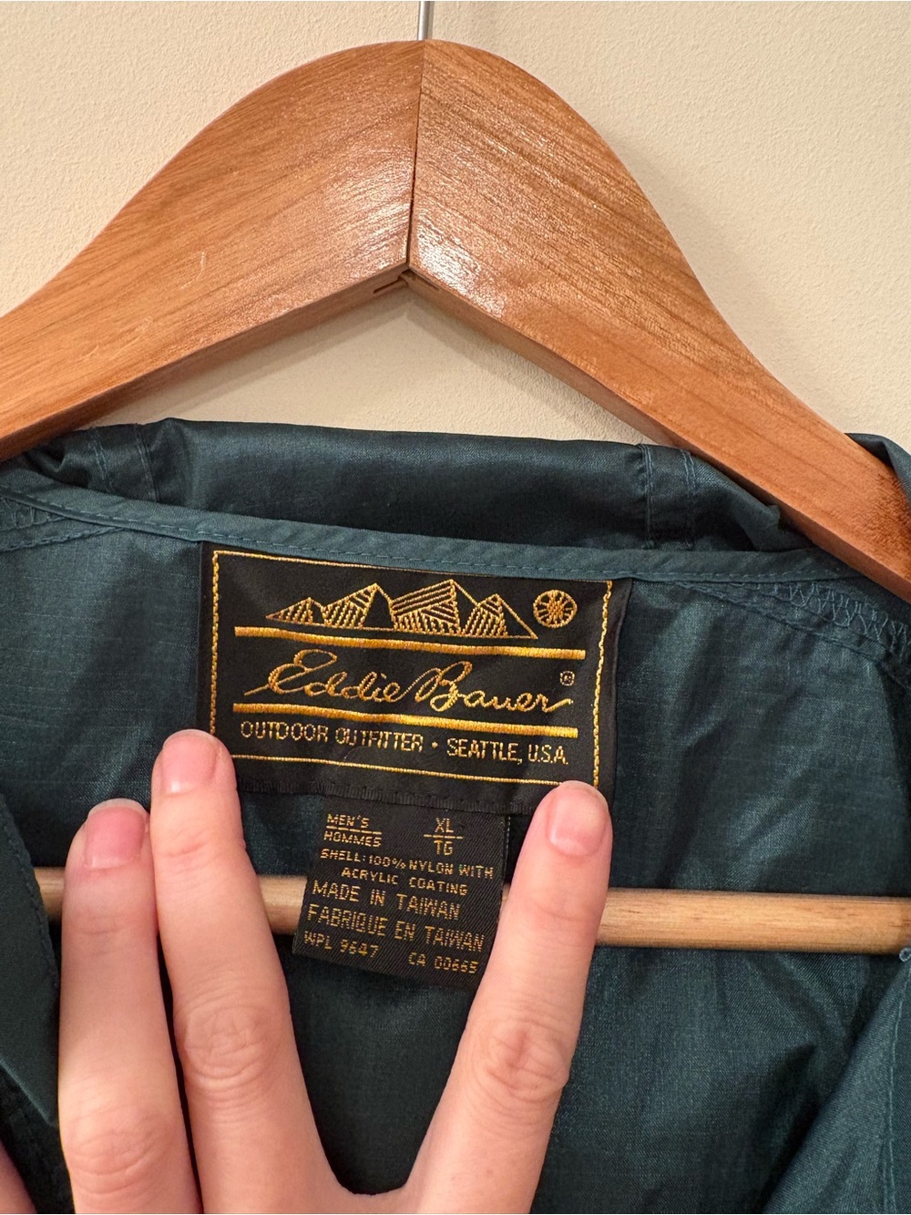 90s Vintage Green Eddie Bauer Hooded Windbreaker Anorak Jacket XL - Picture 2 of 7